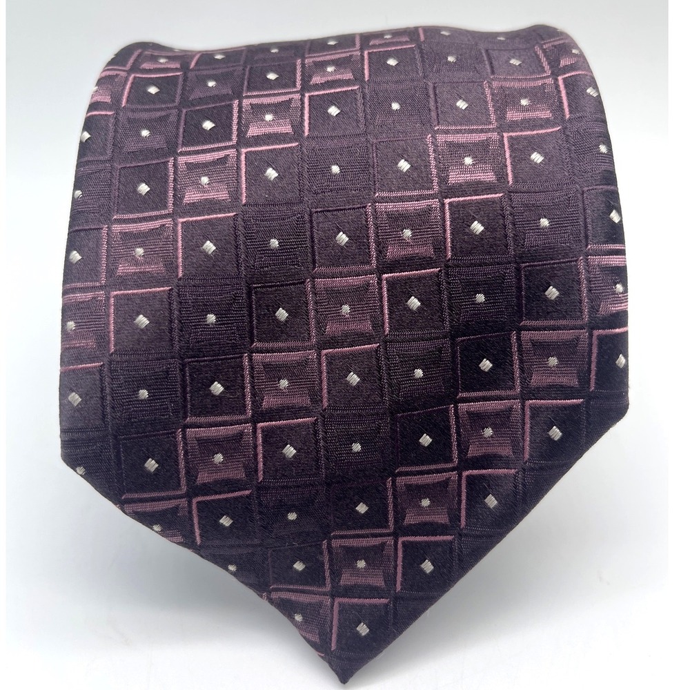 Vintage Brioni Handmade Silk Tie Italy Geometric Deep purple Classic Luxury